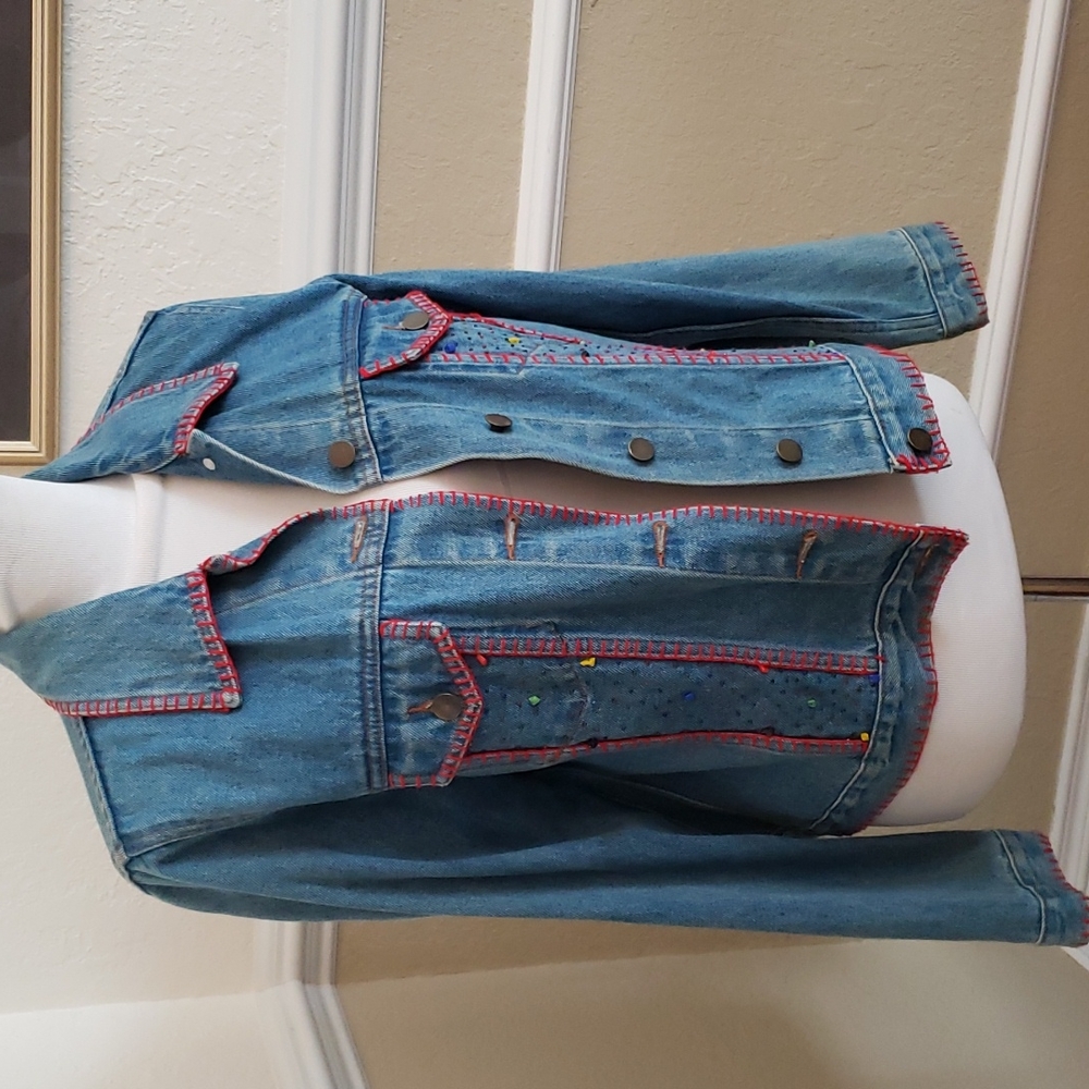 Anage embroidered with beads denim jacket. - Picture 1 of 9